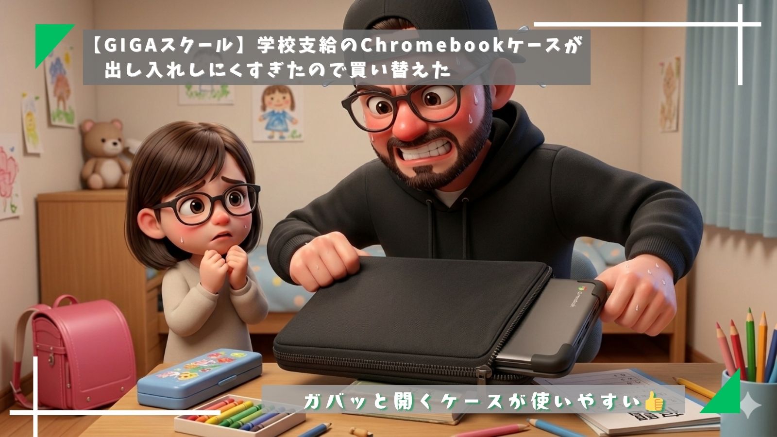【GIGAスクール】学校支給のChromebookケースが出し入れしにくすぎたので買い替えた