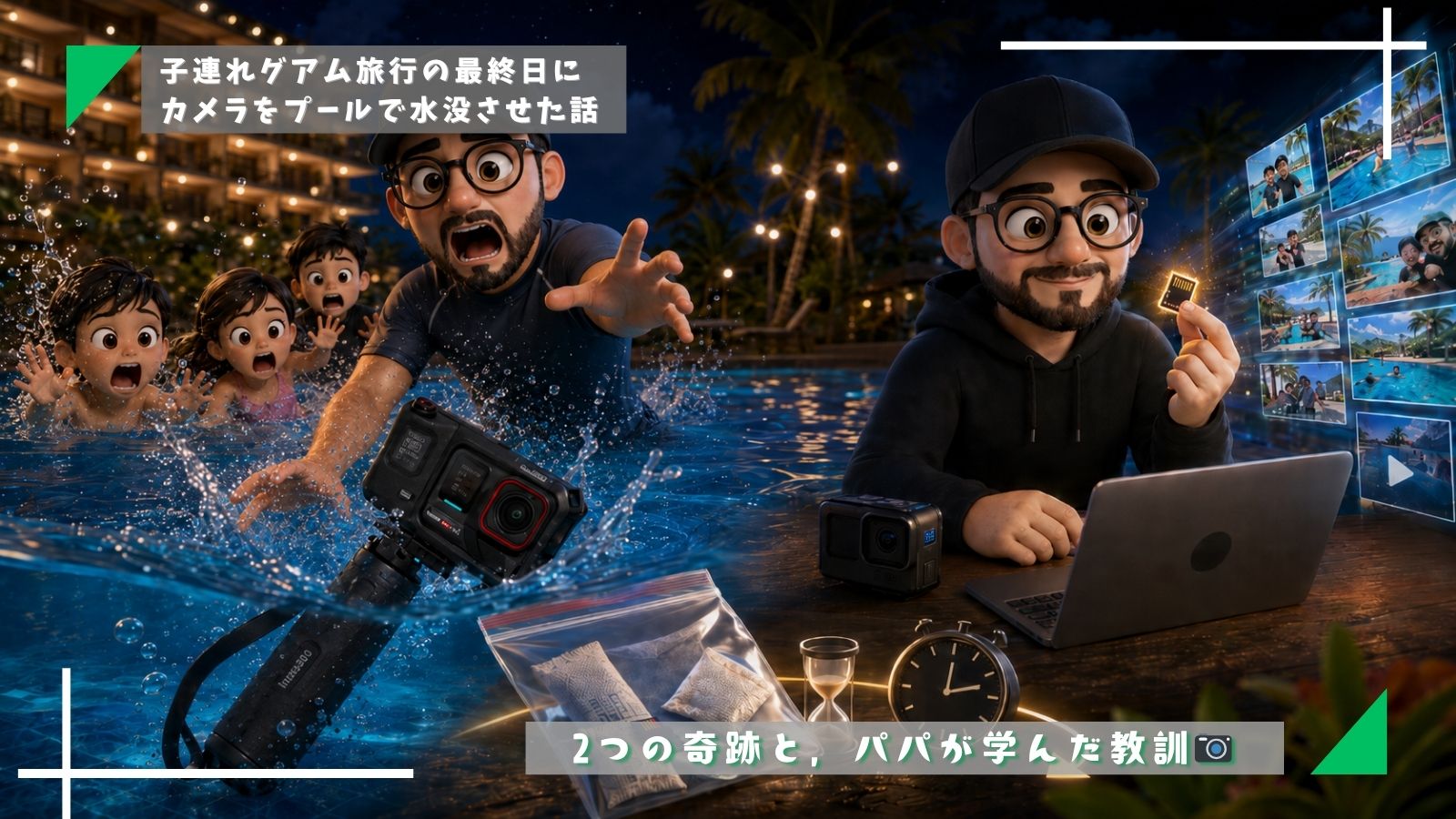 子連れグアム旅行の最終日にカメラをプールで水没させた話——2つの奇跡と，パパが学んだ教訓
