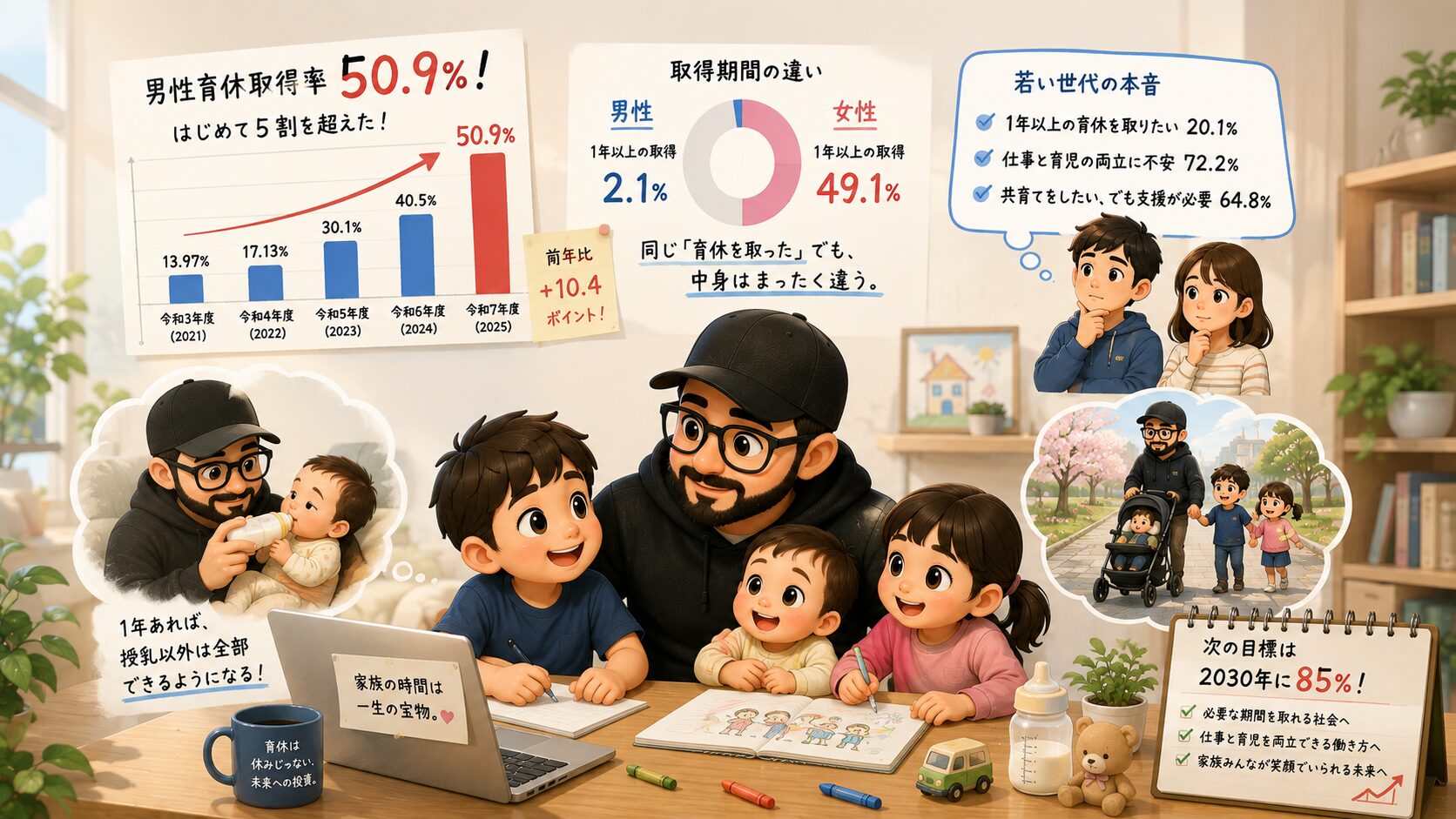 男性育休取得率50.9％：2017年に会社初の育休を取り，3回とも1年取った父親が思うこと